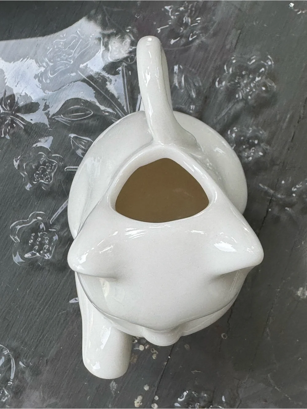 White Ceramic Cat Creamer Pitcher